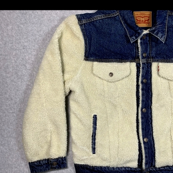 LEVI'S jackets EX-BOYFRIEND Pieced Sherpa Trucker Jacket "All Goes Wool" - Picture 3 of 7